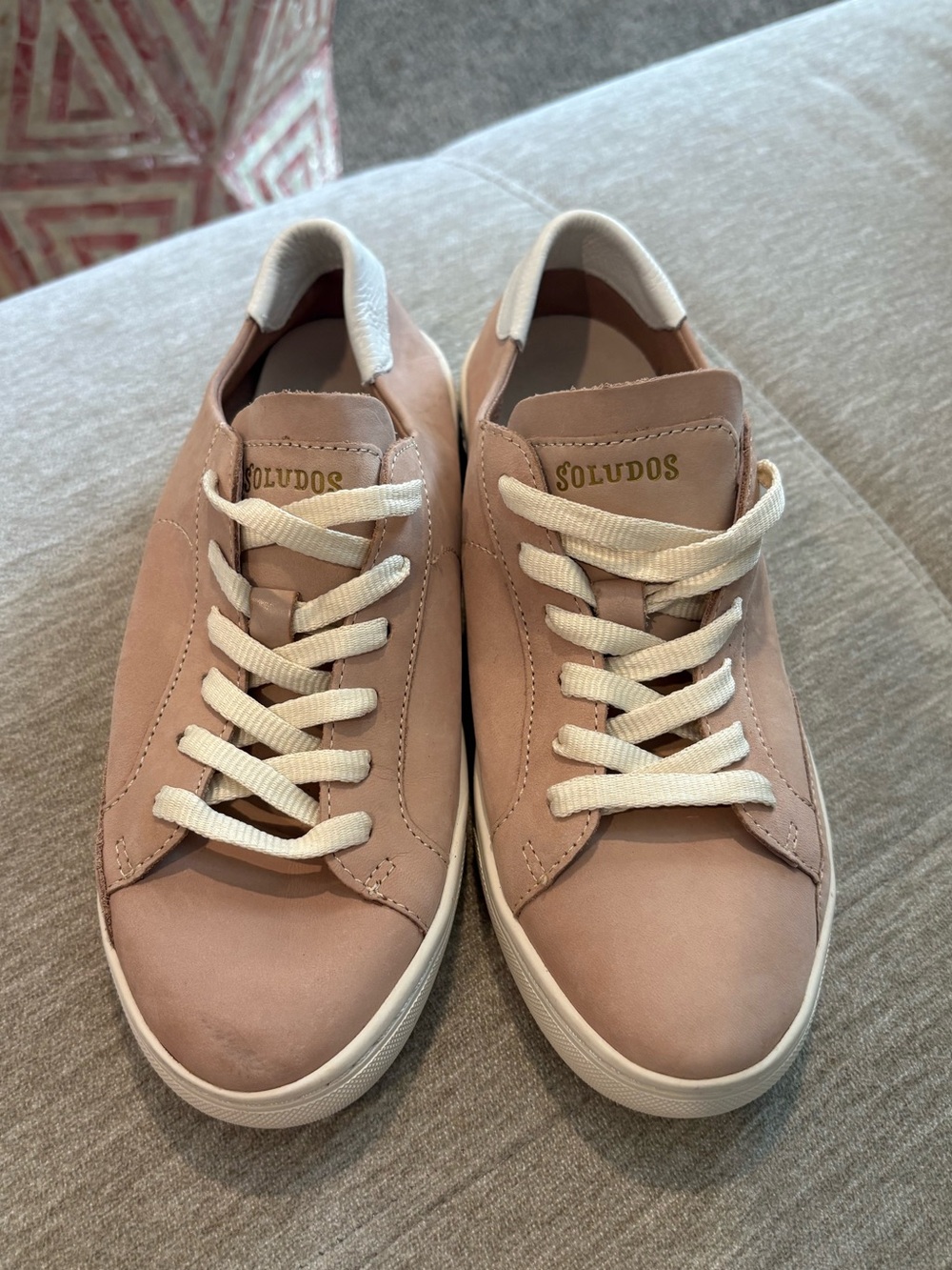 Soludos Womens Blush Pink Suede Low-Top Sneakers